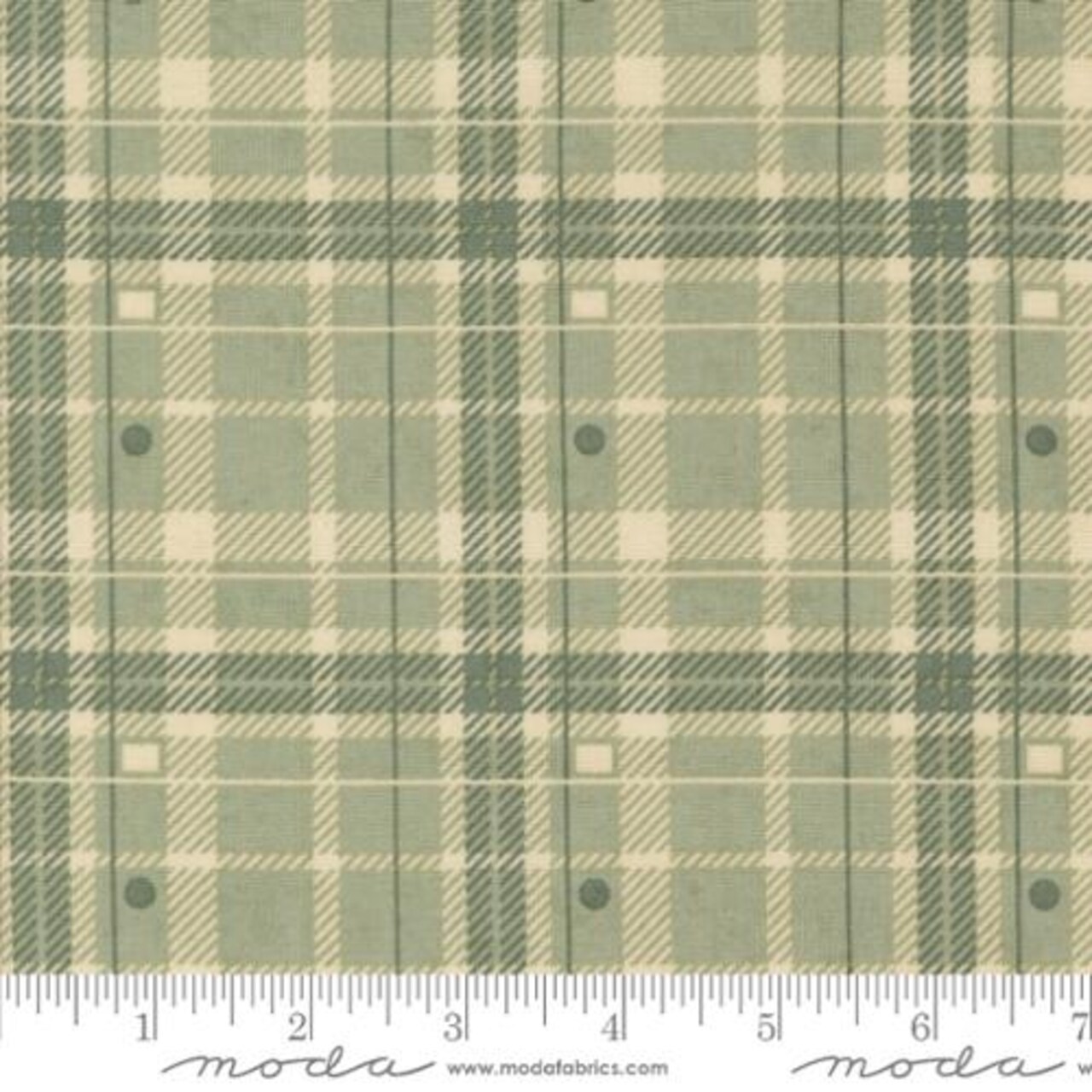 Fabric Moda Sage Hayride Plaid Acorn Hollow by the Quarter Yard 30764-20